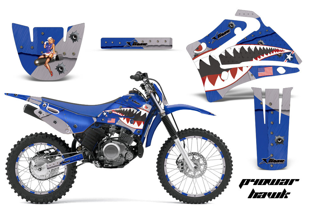 Graphics Kit MX Decal Wrap + # PlatesFor Yamaha TTR125LE 2000-2007 WARHAWK BLUE-atv motorcycle utv parts accessories gear helmets jackets gloves pantsAll Terrain Depot