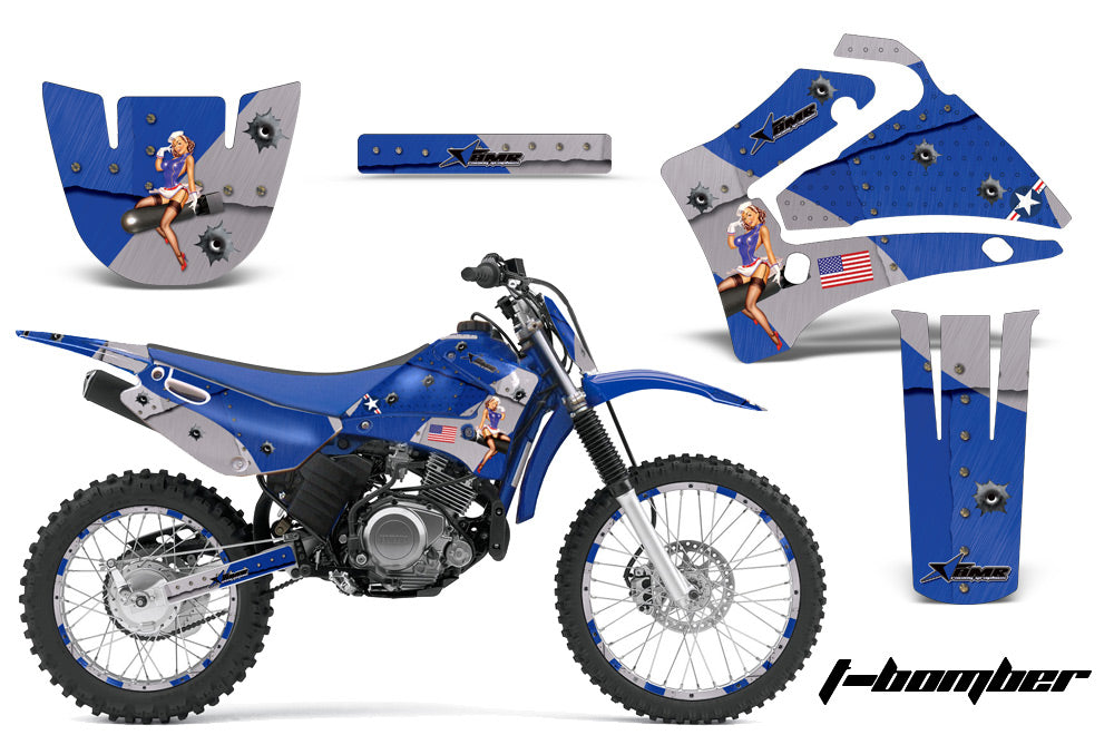 Graphics Kit MX Decal Wrap + # PlatesFor Yamaha TTR125LE 2000-2007 TBOMBER BLUE-atv motorcycle utv parts accessories gear helmets jackets gloves pantsAll Terrain Depot