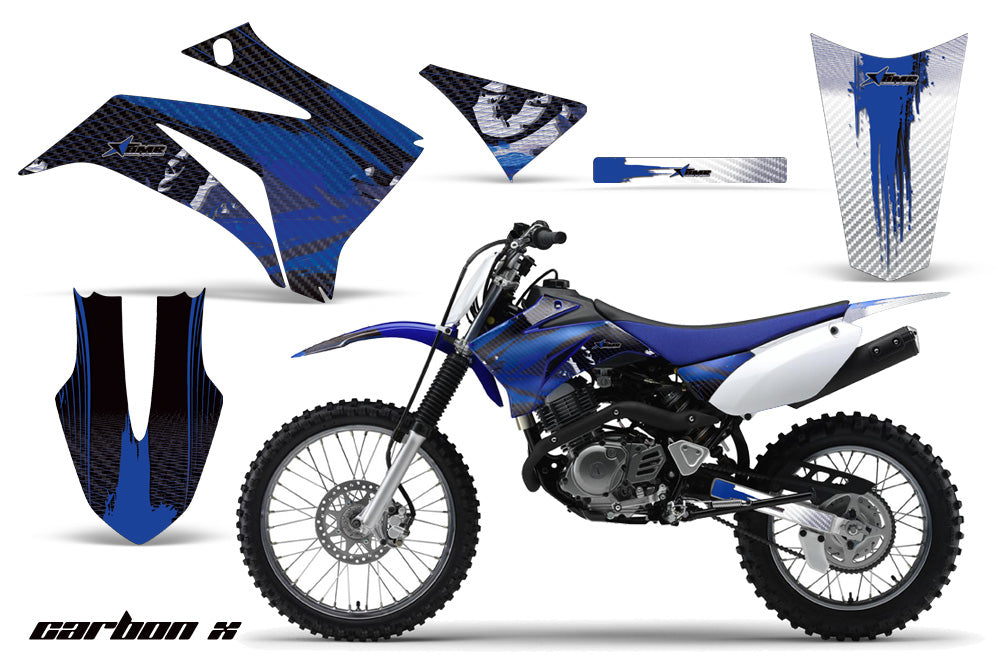 Dirt Bike Graphics Kit MX Decal Wrap For Yamaha TTR125LE 2008-2018 CARBONX BLUE-atv motorcycle utv parts accessories gear helmets jackets gloves pantsAll Terrain Depot