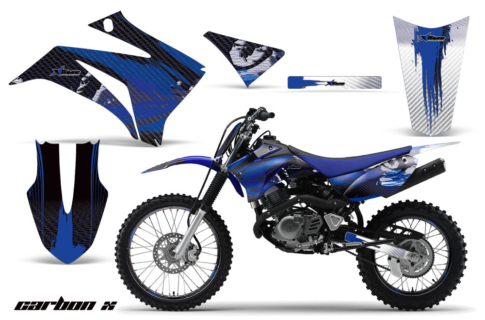 Graphics Kit MX Decal Wrap + # Plates For Yamaha TTR125LE 2008-2018 CARBONX BLUE-atv motorcycle utv parts accessories gear helmets jackets gloves pantsAll Terrain Depot