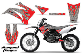 Dirt Bike Graphics Kit MX Decal Wrap For Yamaha TTR125LE 2008-2018 DIAMOND FLAMES RED SILVER-atv motorcycle utv parts accessories gear helmets jackets gloves pantsAll Terrain Depot
