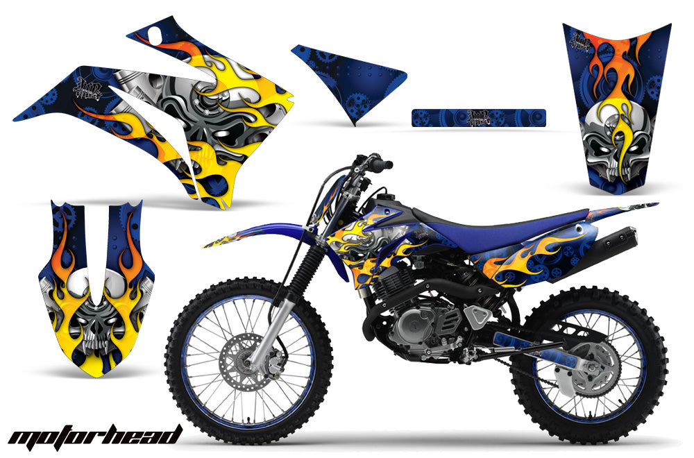 Graphics Kit MX Decal Wrap + # Plates For Yamaha TTR125LE 2008-2018 MOTORHEAD BLUE-atv motorcycle utv parts accessories gear helmets jackets gloves pantsAll Terrain Depot