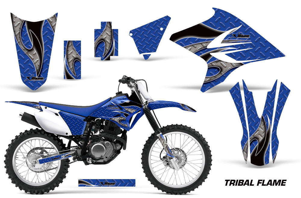 Dirt Bike Decal Graphics Kit Sticker Wrap For Yamaha TTR230 2005-2018 TRIBAL BLACK BLUE-atv motorcycle utv parts accessories gear helmets jackets gloves pantsAll Terrain Depot