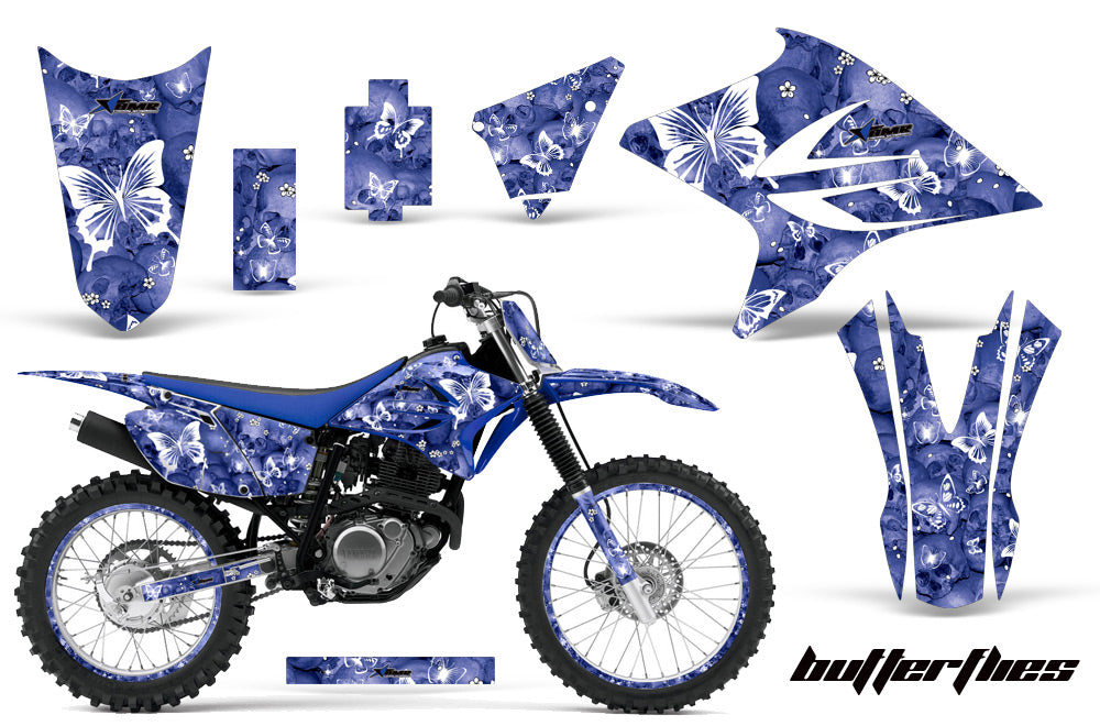 Graphics Kit Decal Sticker Wrap + # Plates For Yamaha TTR230 2005-2018 BUTTERFLIES WHITE BLUE-atv motorcycle utv parts accessories gear helmets jackets gloves pantsAll Terrain Depot