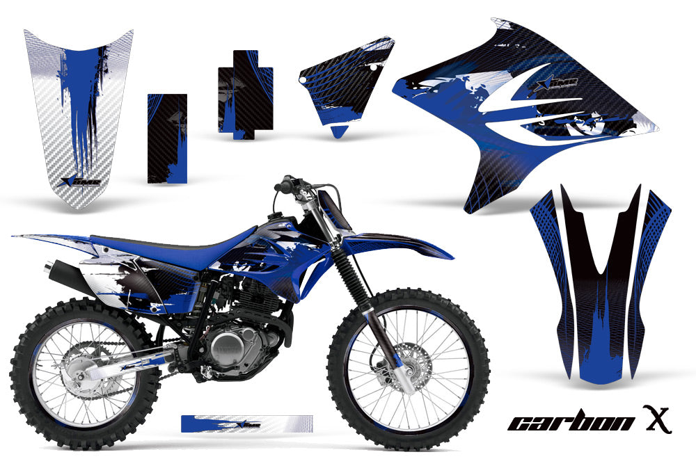 Graphics Kit Decal Sticker Wrap + # Plates For Yamaha TTR230 2005-2018 CARBONX BLUE-atv motorcycle utv parts accessories gear helmets jackets gloves pantsAll Terrain Depot