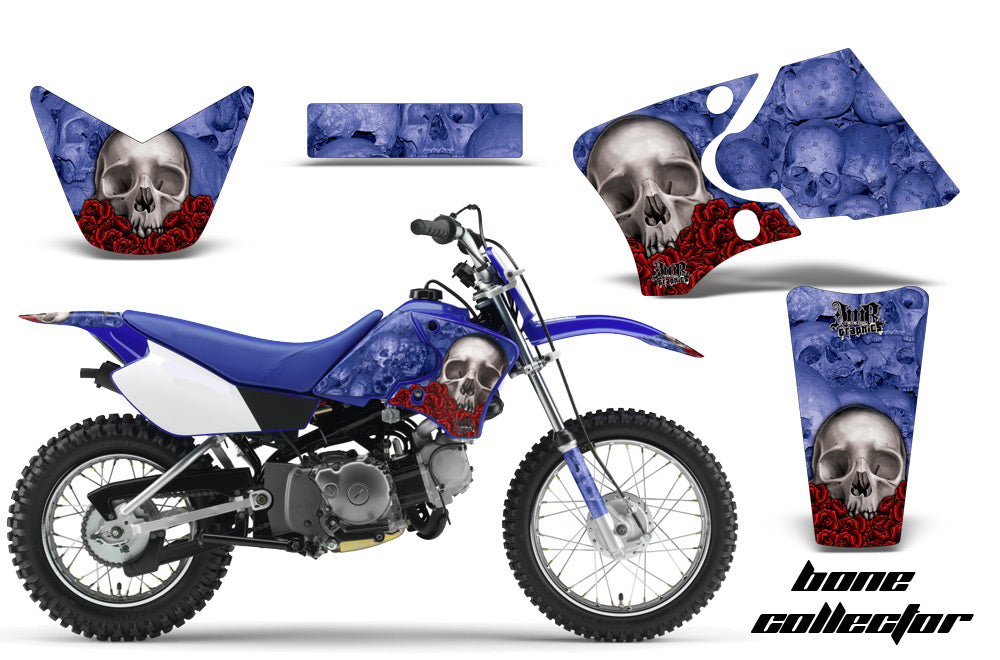 Dirt Bike Graphics Kit Decal Wrap For Yamaha TTR90 TTR90E 2000-2007 BONES BLUE-atv motorcycle utv parts accessories gear helmets jackets gloves pantsAll Terrain Depot