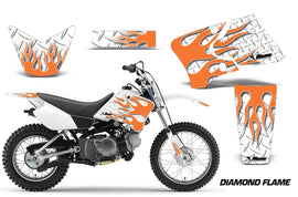 Dirt Bike Graphics Kit Decal Wrap For Yamaha TTR90 TTR90E 2000-2007 DIAMOND FLAMES ORANGE WHITE-atv motorcycle utv parts accessories gear helmets jackets gloves pantsAll Terrain Depot