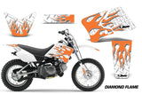 Dirt Bike Graphics Kit Decal Wrap For Yamaha TTR90 TTR90E 2000-2007 DIAMOND FLAMES ORANGE WHITE