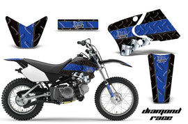 Dirt Bike Graphics Kit Decal Wrap For Yamaha TTR90 TTR90E 2000-2007 DIAMOND RACE BLACK BLUE-atv motorcycle utv parts accessories gear helmets jackets gloves pantsAll Terrain Depot