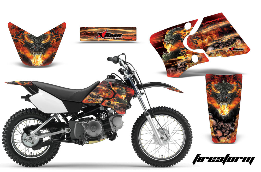 Dirt Bike Graphics Kit Decal Wrap For Yamaha TTR90 TTR90E 2000-2007 FIRESTORM RED-atv motorcycle utv parts accessories gear helmets jackets gloves pantsAll Terrain Depot