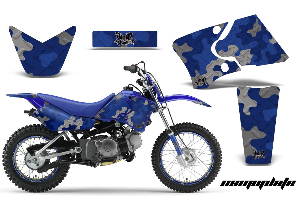 Graphics Kit Decal Wrap + # Plates For Yamaha TTR90 TTR90E 2000-2007 CAMOPLATE BLUE-atv motorcycle utv parts accessories gear helmets jackets gloves pantsAll Terrain Depot