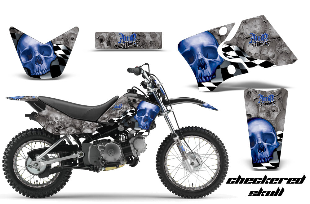 Graphics Kit Decal Wrap + # Plates For Yamaha TTR90 TTR90E 2000-2007 CHECKERED BLUE-atv motorcycle utv parts accessories gear helmets jackets gloves pantsAll Terrain Depot