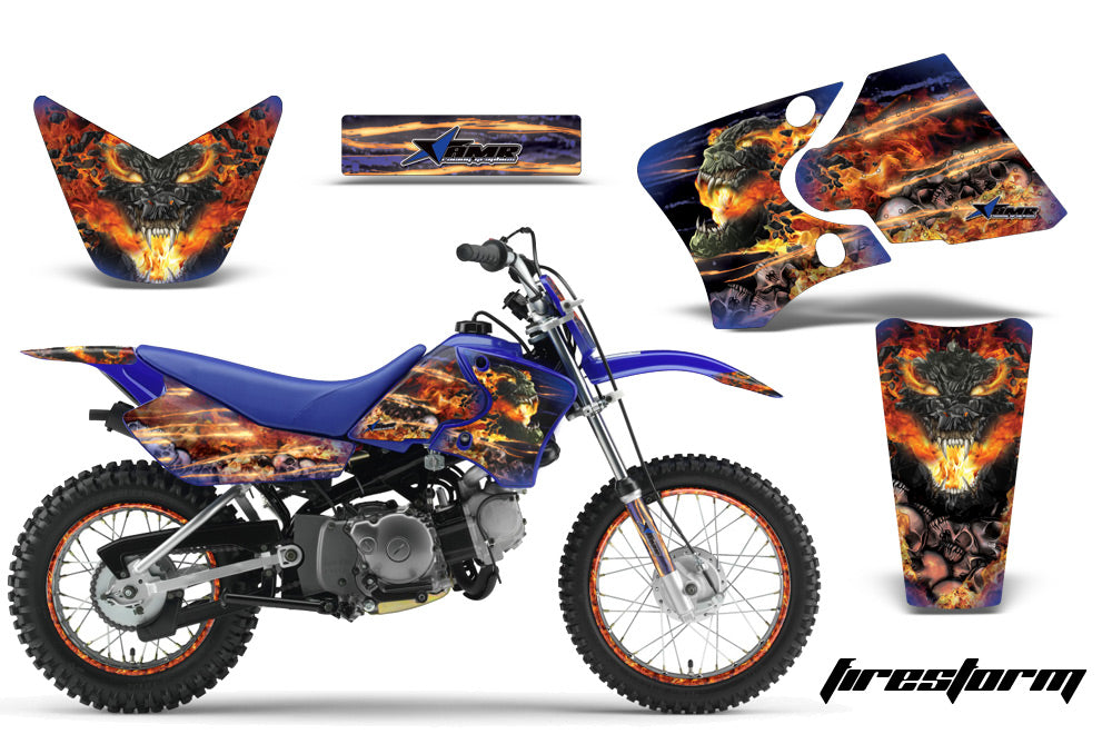 Graphics Kit Decal Wrap + # Plates For Yamaha TTR90 TTR90E 2000-2007 FIRESTORM BLUE-atv motorcycle utv parts accessories gear helmets jackets gloves pantsAll Terrain Depot