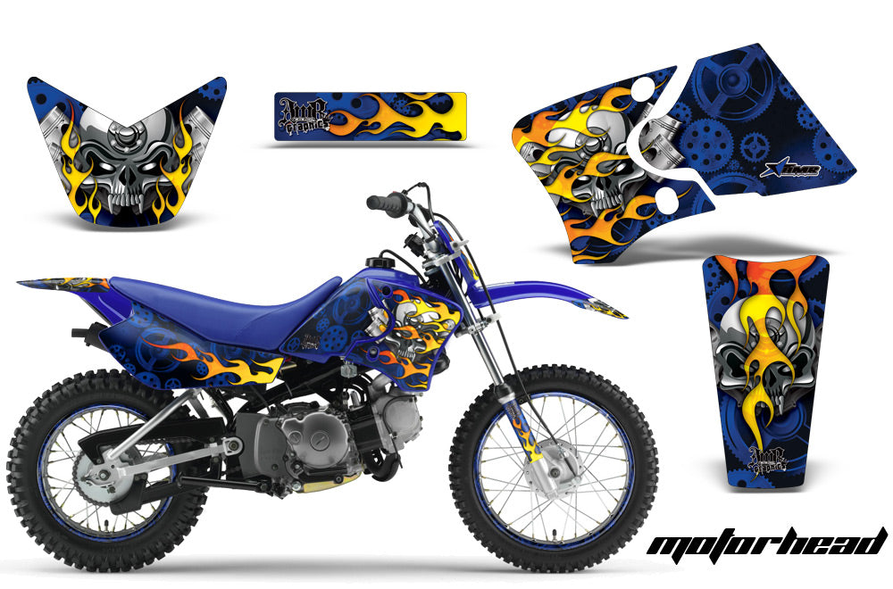 Graphics Kit Decal Wrap + # Plates For Yamaha TTR90 TTR90E 2000-2007 MOTORHEAD BLUE-atv motorcycle utv parts accessories gear helmets jackets gloves pantsAll Terrain Depot