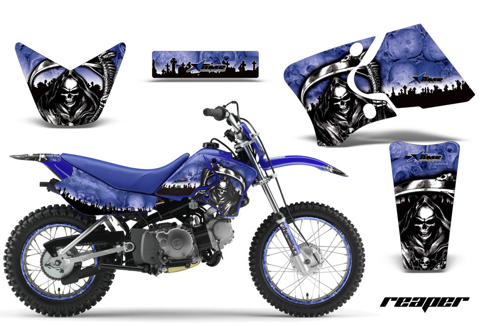 Graphics Kit Decal Wrap + # Plates For Yamaha TTR90 TTR90E 2000-2007 REAPER BLUE-atv motorcycle utv parts accessories gear helmets jackets gloves pantsAll Terrain Depot