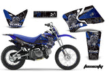 Graphics Kit Decal Wrap + # Plates For Yamaha TTR90 TTR90E 2000-2007 TOXIC BLUE BLACK