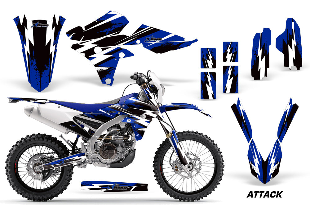 Dirt Bike Graphics Kit Decal Wrap For Yamaha WR250F 2015-2018 WR450F 2016-2018 ATTACK BLUE-atv motorcycle utv parts accessories gear helmets jackets gloves pantsAll Terrain Depot