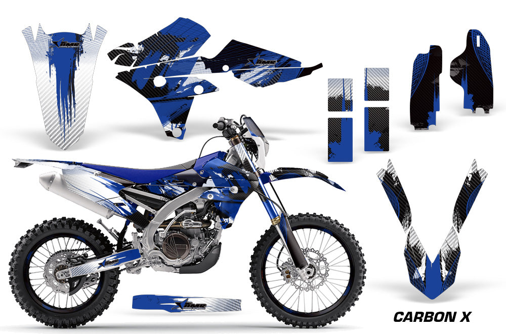 Graphics Kit Decal Wrap + # Plates For Yamaha WR250F 2015-2018 WR450F 2016-2018 CARBONX BLUE-atv motorcycle utv parts accessories gear helmets jackets gloves pantsAll Terrain Depot
