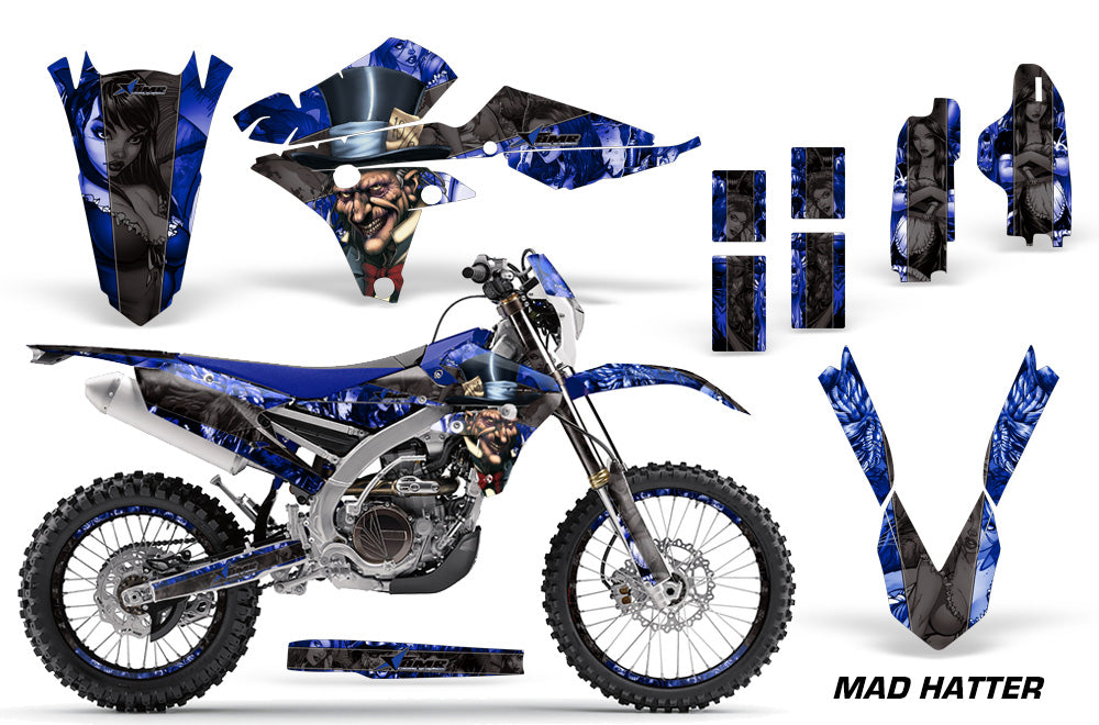 Graphics Kit Decal Wrap + # Plates For Yamaha WR250F 2015-2018 WR450F 2016-2018 HATTER BLUE BLACK-atv motorcycle utv parts accessories gear helmets jackets gloves pantsAll Terrain Depot