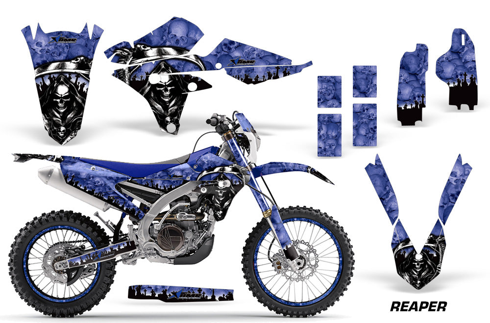 Graphics Kit Decal Wrap + # Plates For Yamaha WR250F 2015-2018 WR450F 2016-2018 REAPER BLUE-atv motorcycle utv parts accessories gear helmets jackets gloves pantsAll Terrain Depot