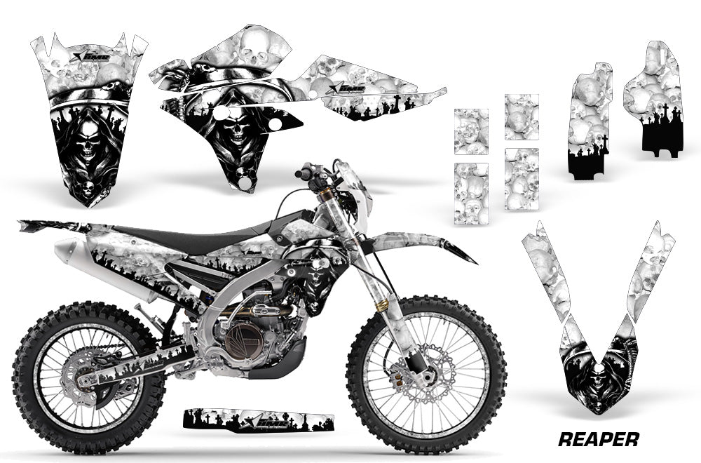 Graphics Kit Decal Wrap + # Plates For Yamaha WR250F 2015-2018 WR450F 2016-2018 REAPER WHITE-atv motorcycle utv parts accessories gear helmets jackets gloves pantsAll Terrain Depot