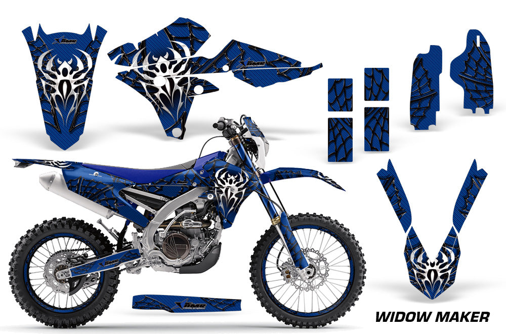 Graphics Kit Decal Wrap + # Plates For Yamaha WR250F 2015-2018 WR450F 2016-2018 WIDOW BLUE BLACK-atv motorcycle utv parts accessories gear helmets jackets gloves pantsAll Terrain Depot