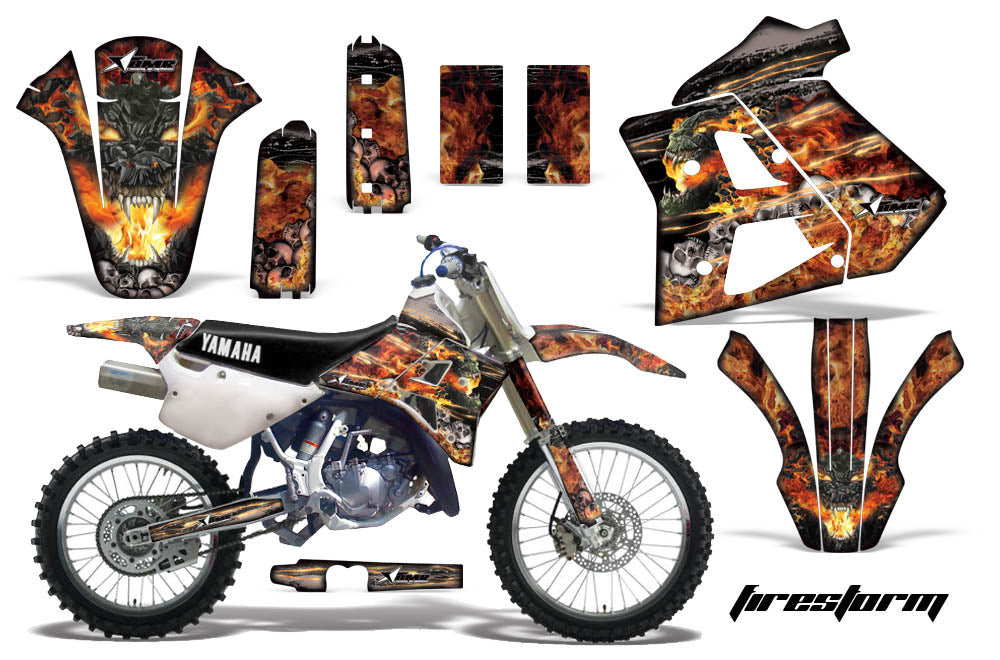 Dirt Bike Graphics Kit Decal Sticker Wrap For Yamaha WR250Z 1991-1993 FIRESTORM BLACK-atv motorcycle utv parts accessories gear helmets jackets gloves pantsAll Terrain Depot