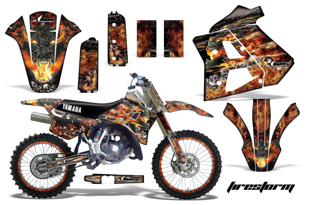 Graphics Kit Decal Sticker Wrap + # Plates For Yamaha WR250Z 1991-1993 FIRESTORM BLACK-atv motorcycle utv parts accessories gear helmets jackets gloves pantsAll Terrain Depot