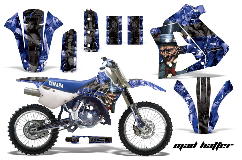 Dirt Bike Graphics Kit Decal Sticker Wrap For Yamaha WR250Z 1991-1993 HATTER BLACK BLUE-atv motorcycle utv parts accessories gear helmets jackets gloves pantsAll Terrain Depot