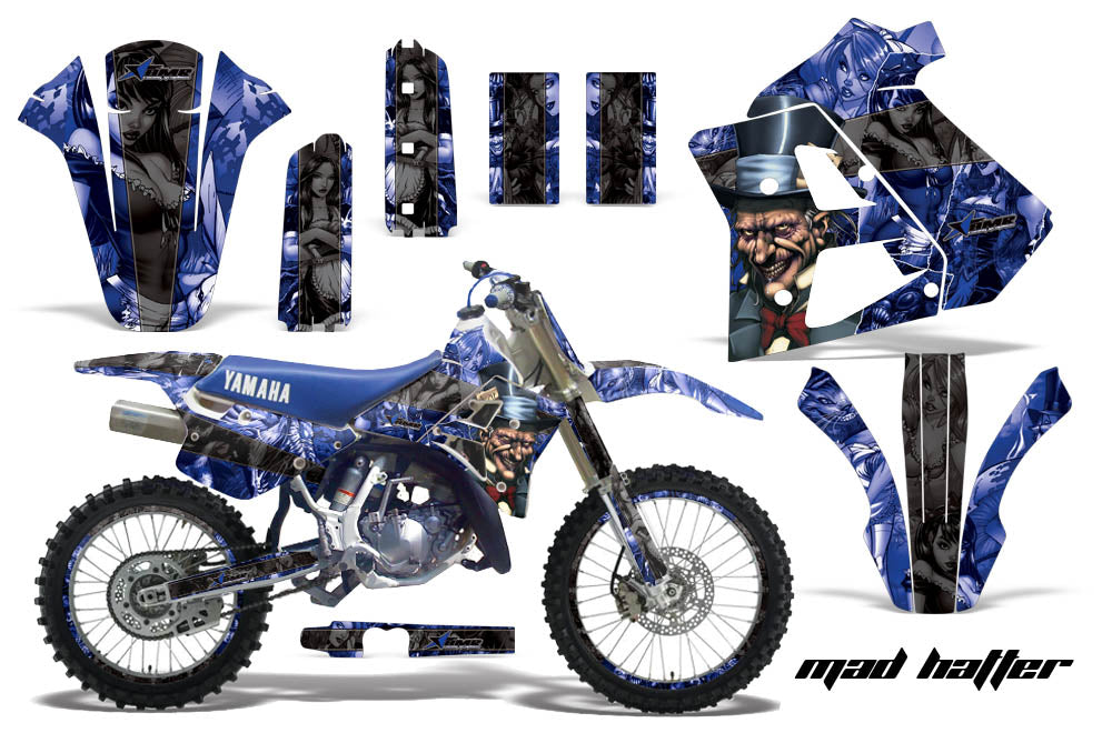 Graphics Kit Decal Sticker Wrap + # Plates For Yamaha WR250Z 1991-1993 HATTER BLACK BLUE-atv motorcycle utv parts accessories gear helmets jackets gloves pantsAll Terrain Depot