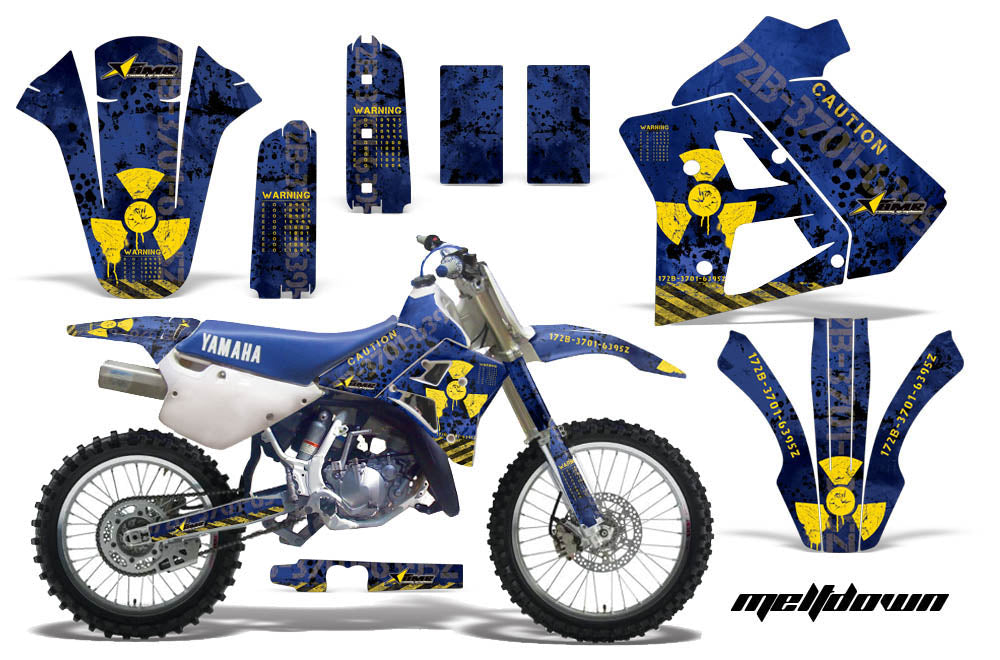 Dirt Bike Graphics Kit Decal Sticker Wrap For Yamaha WR250Z 1991-1993 MELTDOWN BLUE YELLOW-atv motorcycle utv parts accessories gear helmets jackets gloves pantsAll Terrain Depot