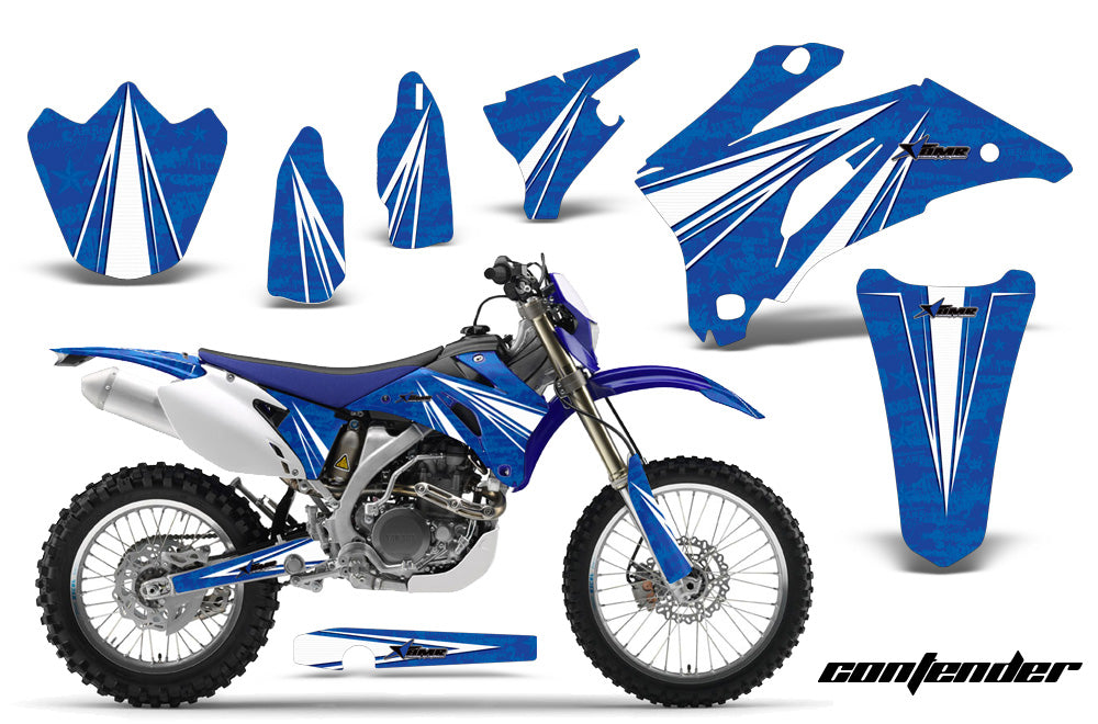 Dirt Bike Graphics Kit Decal Wrap For Yamaha WR250F 2007-2014 WR450F 2007-2011 CONTENDER WHITE BLUE-atv motorcycle utv parts accessories gear helmets jackets gloves pantsAll Terrain Depot