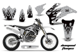 Dirt Bike Graphics Kit Decal Wrap For Yamaha WR250F 2007-2014 WR450F 2007-2011 DIAMOND FLAMES BLACK SILVER-atv motorcycle utv parts accessories gear helmets jackets gloves pantsAll Terrain Depot