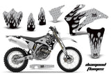 Dirt Bike Graphics Kit Decal Wrap For Yamaha WR250F 2007-2014 WR450F 2007-2011 DIAMOND FLAMES BLACK SILVER