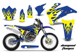 Dirt Bike Graphics Kit Decal Wrap For Yamaha WR250F 2007-2014 WR450F 2007-2011 DIAMOND FLAMES YELLOW BLUE