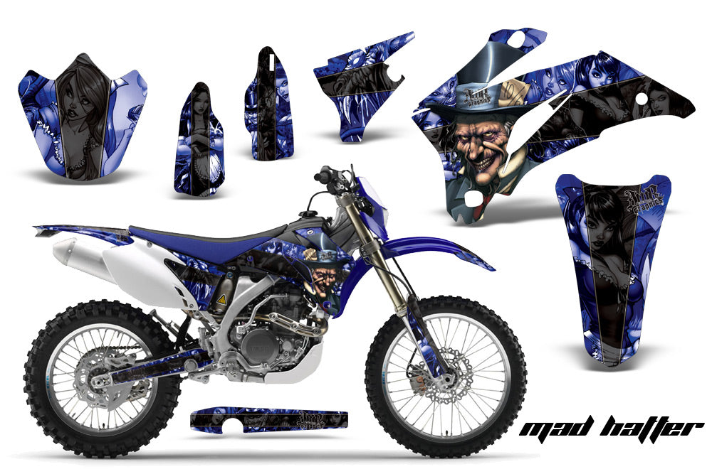 Dirt Bike Graphics Kit Decal Wrap For Yamaha WR250F 2007-2014 WR450F 2007-2011 HATTER BLUE BLACK-atv motorcycle utv parts accessories gear helmets jackets gloves pantsAll Terrain Depot