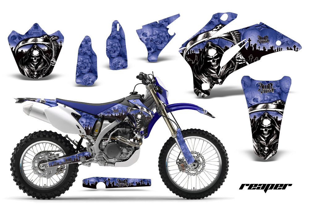 Dirt Bike Graphics Kit Decal Wrap For Yamaha WR250F 2007-2014 WR450F 2007-2011 REAPER BLUE-atv motorcycle utv parts accessories gear helmets jackets gloves pantsAll Terrain Depot