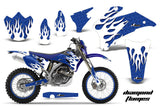 Graphics Kit Decal Wrap + # Plates For Yamaha WR250F 2007-2014 WR450F 2007-2011 DIAMOND FLAMES WHITE BLUE