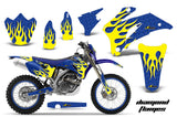 Graphics Kit Decal Wrap + # Plates For Yamaha WR250F 2007-2014 WR450F 2007-2011 DIAMOND FLAMES YELLOW BLUE