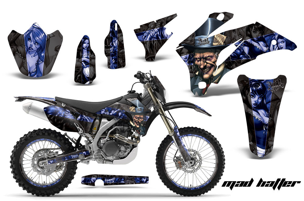 Graphics Kit Decal Wrap + # Plates For Yamaha WR250F 2007-2014 WR450F 2007-2011 HATTER BLACK BLUE-atv motorcycle utv parts accessories gear helmets jackets gloves pantsAll Terrain Depot