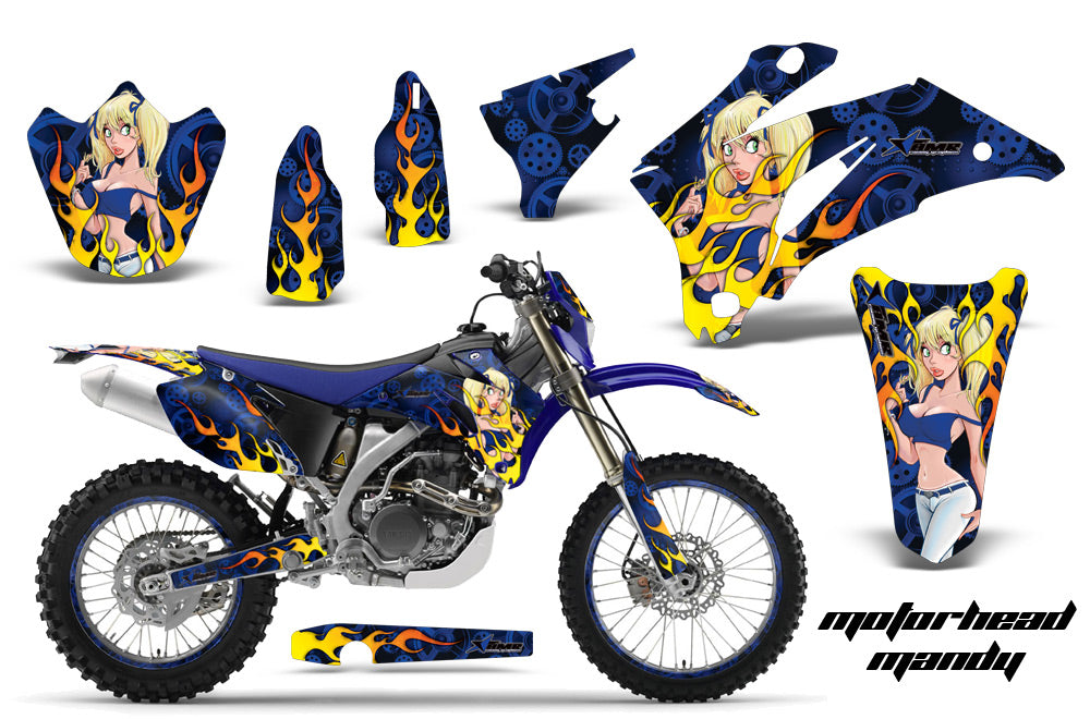 Graphics Kit Decal Wrap + # Plates For Yamaha WR250F 2007-2014 WR450F 2007-2011 MOTO MANDY BLUE-atv motorcycle utv parts accessories gear helmets jackets gloves pantsAll Terrain Depot