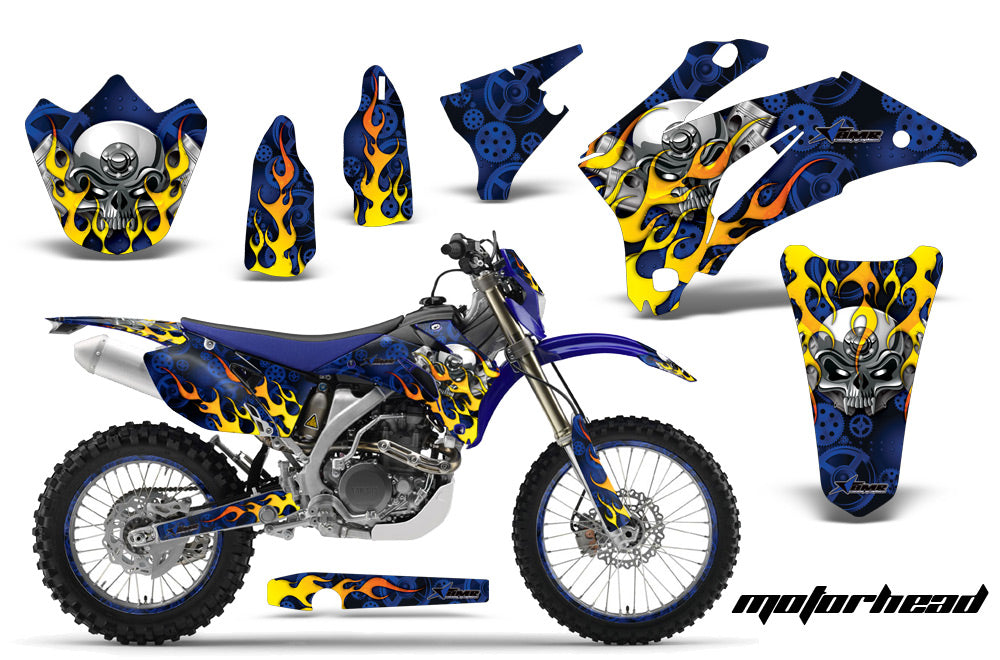 Graphics Kit Decal Wrap + # Plates For Yamaha WR250F 2007-2014 WR450F 2007-2011 MOTORHEAD BLUE-atv motorcycle utv parts accessories gear helmets jackets gloves pantsAll Terrain Depot