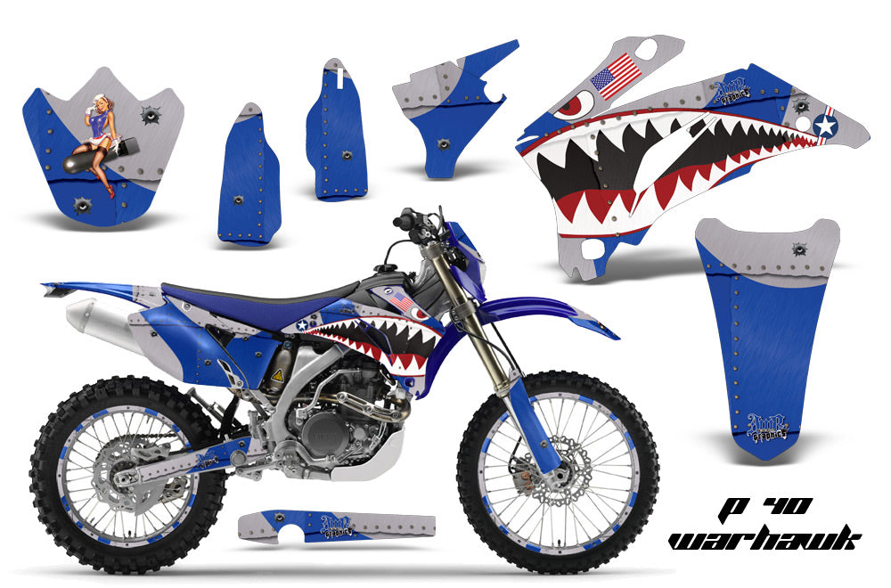 Graphics Kit Decal Wrap + # Plates For Yamaha WR250F 2007-2014 WR450F 2007-2011 WARHAWK BLUE-atv motorcycle utv parts accessories gear helmets jackets gloves pantsAll Terrain Depot