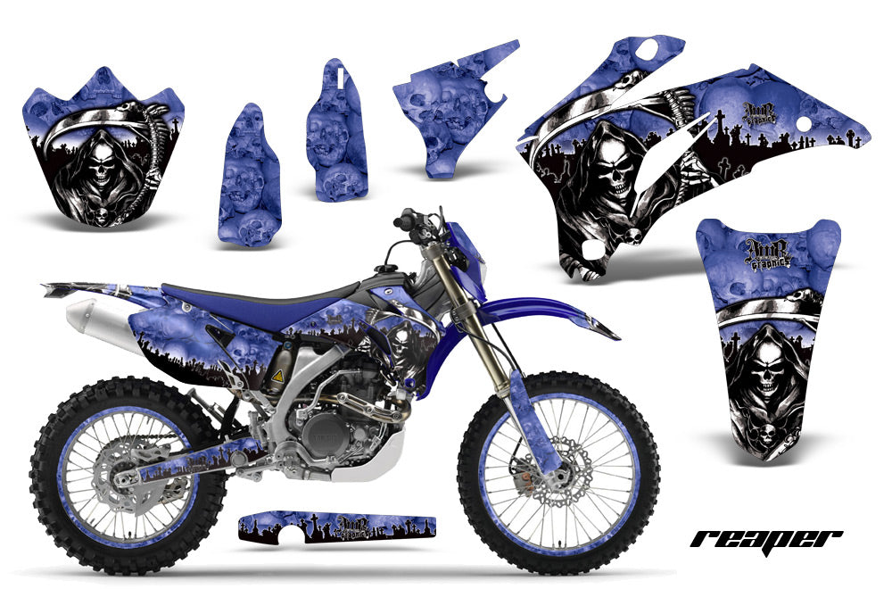 Graphics Kit Decal Wrap + # Plates For Yamaha WR250F 2007-2014 WR450F 2007-2011 REAPER BLUE-atv motorcycle utv parts accessories gear helmets jackets gloves pantsAll Terrain Depot