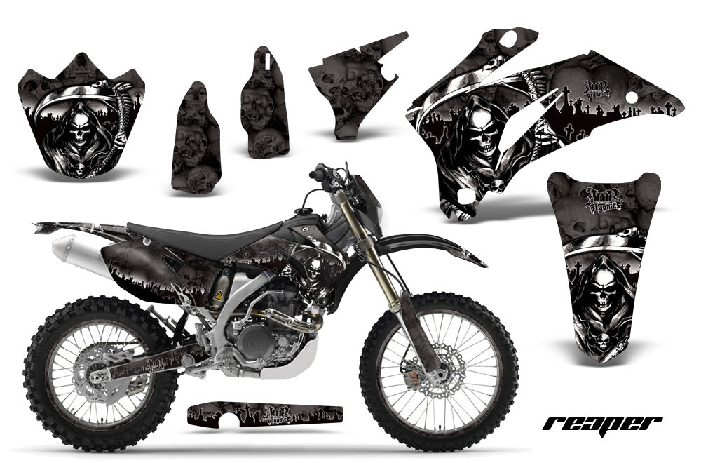 Graphics Kit Decal Wrap + # Plates For Yamaha WR250F 2007-2014 WR450F 2007-2011 REAPER BLACK-atv motorcycle utv parts accessories gear helmets jackets gloves pantsAll Terrain Depot