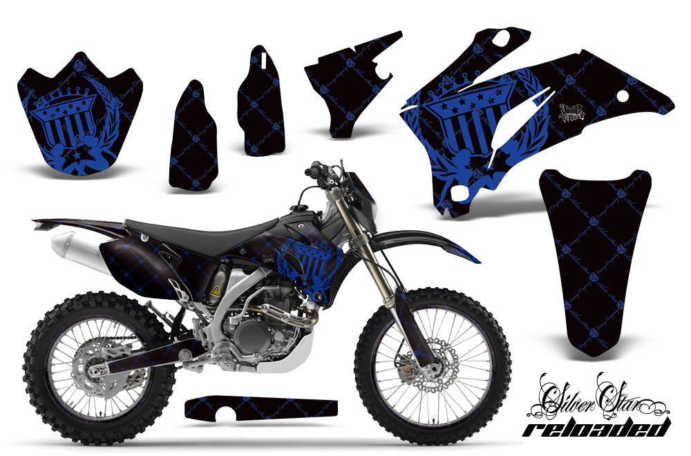 Graphics Kit Decal Wrap + # Plates For Yamaha WR250F 2007-2014 WR450F 2007-2011 RELOADED BLUE BLACK-atv motorcycle utv parts accessories gear helmets jackets gloves pantsAll Terrain Depot
