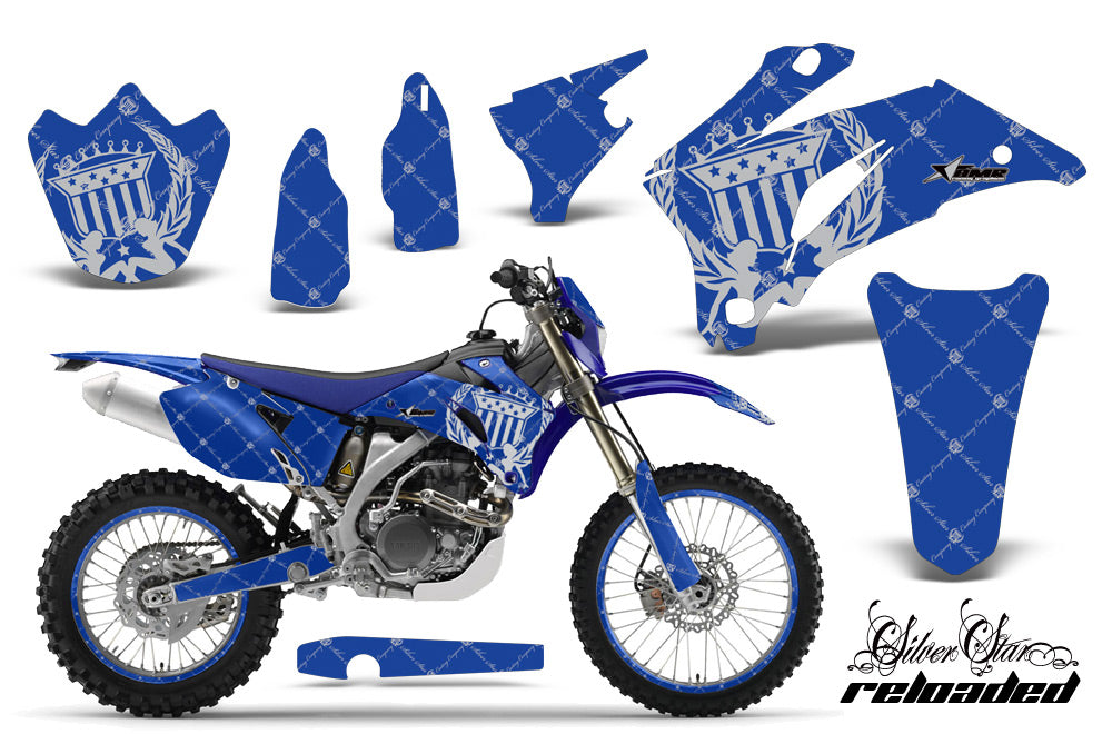 Graphics Kit Decal Wrap + # Plates For Yamaha WR250F 2007-2014 WR450F 2007-2011 RELOADED BLACK BLUE-atv motorcycle utv parts accessories gear helmets jackets gloves pantsAll Terrain Depot