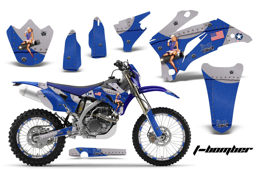 Graphics Kit Decal Wrap + # Plates For Yamaha WR250F 2007-2014 WR450F 2007-2011 TBOMBER BLUE-atv motorcycle utv parts accessories gear helmets jackets gloves pantsAll Terrain Depot