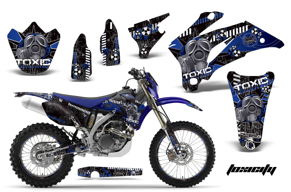 Graphics Kit Decal Wrap + # Plates For Yamaha WR250F 2007-2014 WR450F 2007-2011 TOXIC BLUE BLACK-atv motorcycle utv parts accessories gear helmets jackets gloves pantsAll Terrain Depot
