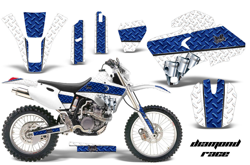 Dirt Bike Graphics Kit Decal Wrap For Yamaha WR 250F/400F/426F 1998-2002 DIAMOND RACE WHITE BLUE-atv motorcycle utv parts accessories gear helmets jackets gloves pantsAll Terrain Depot